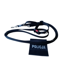 smycz przepinana czarna i obroża czarna + nakładka na obroże POLICJA
